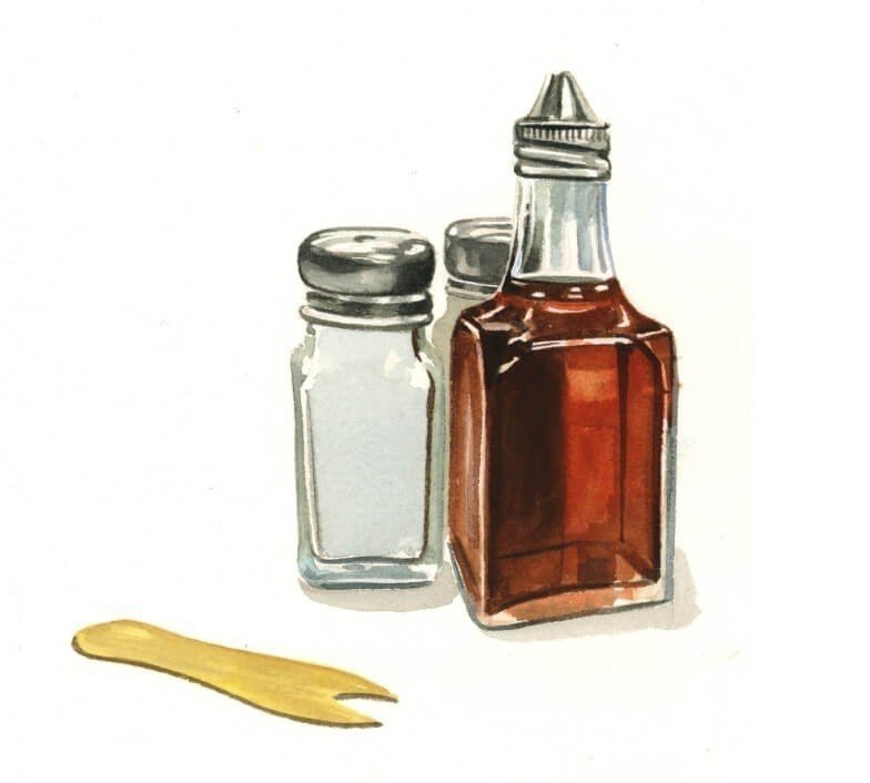 Handdrawn vinegar and salt