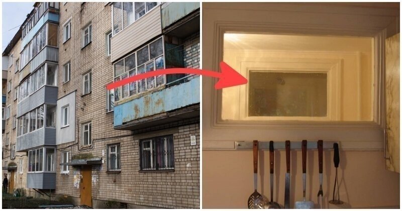 Окно между ванной и кухней в сталинке