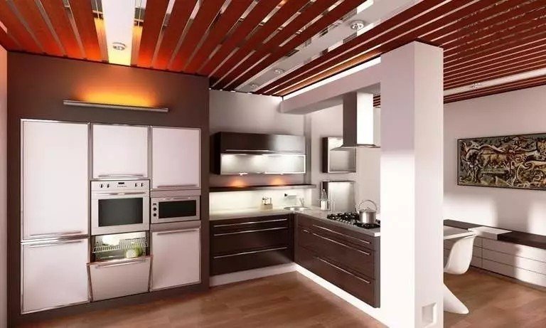 Кухня в стиле модерн потолок