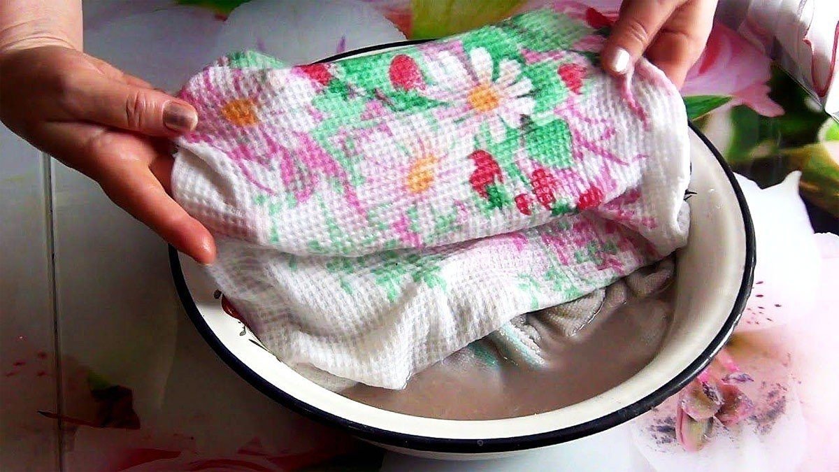 Кухонные полотенца до и после стирки