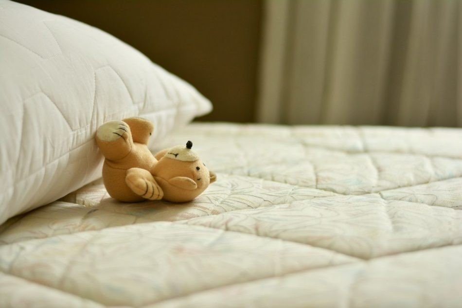 В постели с мягкой игрушкой