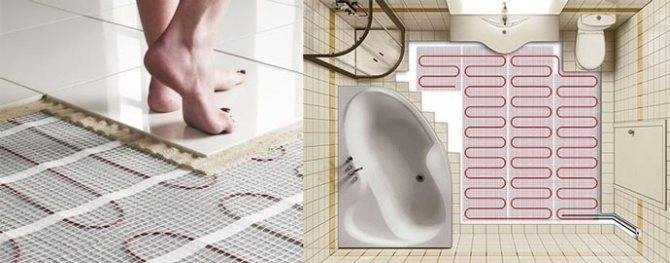 Тёплый пол электрический под плитку в ванной монтаж