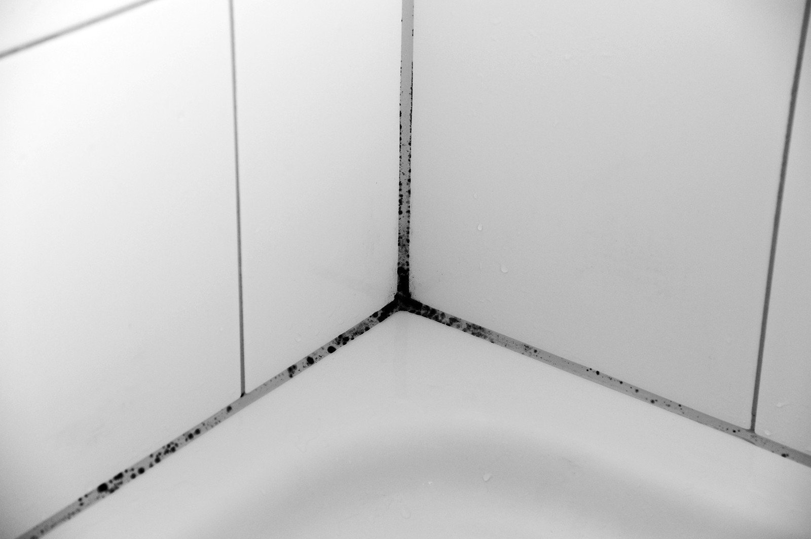 Черные точки на плитке в ванной